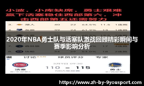 2020年NBA勇士队与活塞队激战回顾精彩瞬间与赛季影响分析